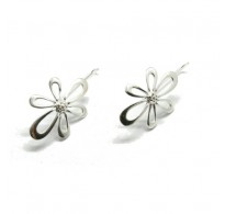 E000760 Long sterling silver earrings flower solid hallmarked 925 